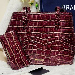 BRAHMIN SET 2P Designer Matching Designer NWT shoulder Bag Purse Wallet AUTHENTI
